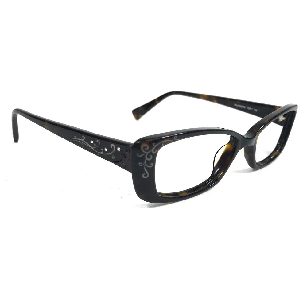 Seraphin Eyeglasses Frames SALEM/8528 Dark Tortoise Floral Crystals 52-17-145